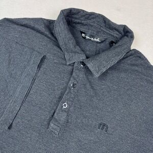 TravisMathew Polo Shirt Men M Gray Stripe Performance‎ Golf Casual Stretch Logo